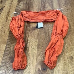 NWT Club L Woman’s Terracotta Puff Sleeve Bardot Crop Top Size Us 6